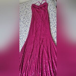 Glamorous Fushia Sequin Maxi Dress Nwot